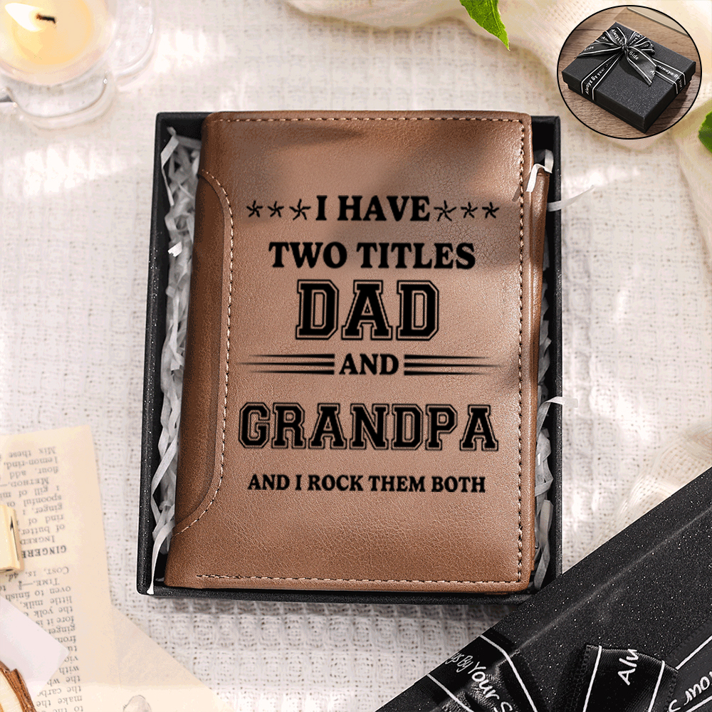 Gift for Grandpa – Personalized Name Wallet with Fist Element, Custom Engraving