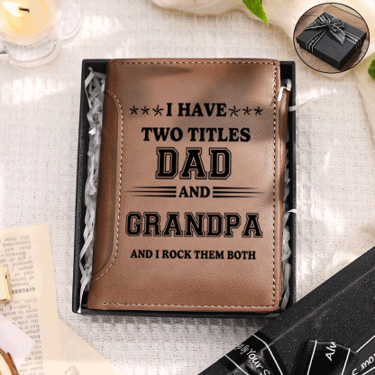 Gift for Grandpa – Personalized Name Wallet with Fist Element, Custom Engraving