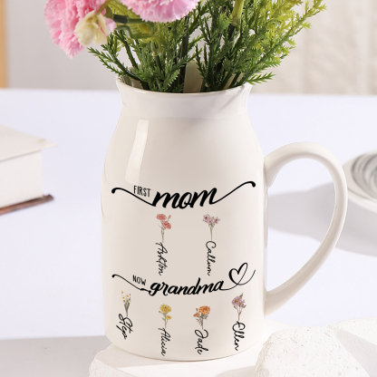 1-10 Names - Personalized Custom Text and Name Vase as A Gift for Family