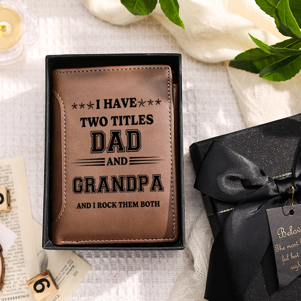 Gift for Grandpa – Personalized Name Wallet with Fist Element, Custom Engraving