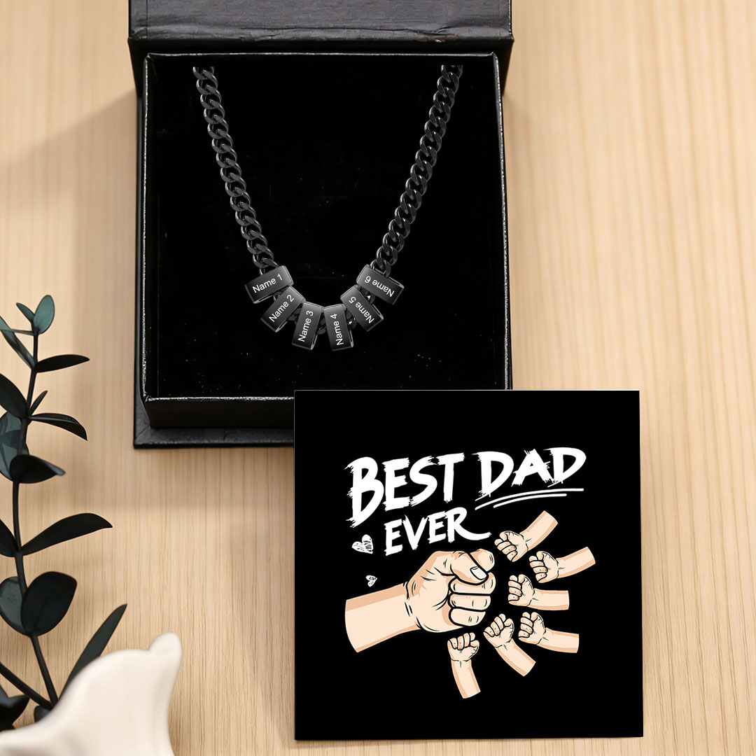 Personalized Mens Cuban Link Chain Necklace with 1–6 Names