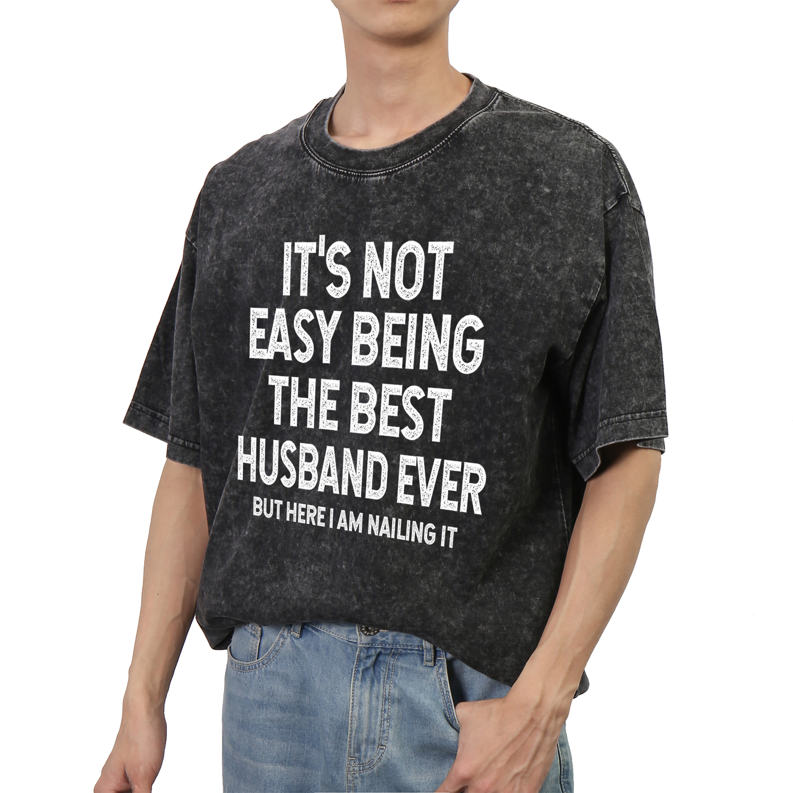 Personalised Couple T-Shirts – "It’s Not Easy Being the Best Husband/Wife Ever, But Here I Am Nailing It" – Valentine’s Day Gift for Couple | Jessemade