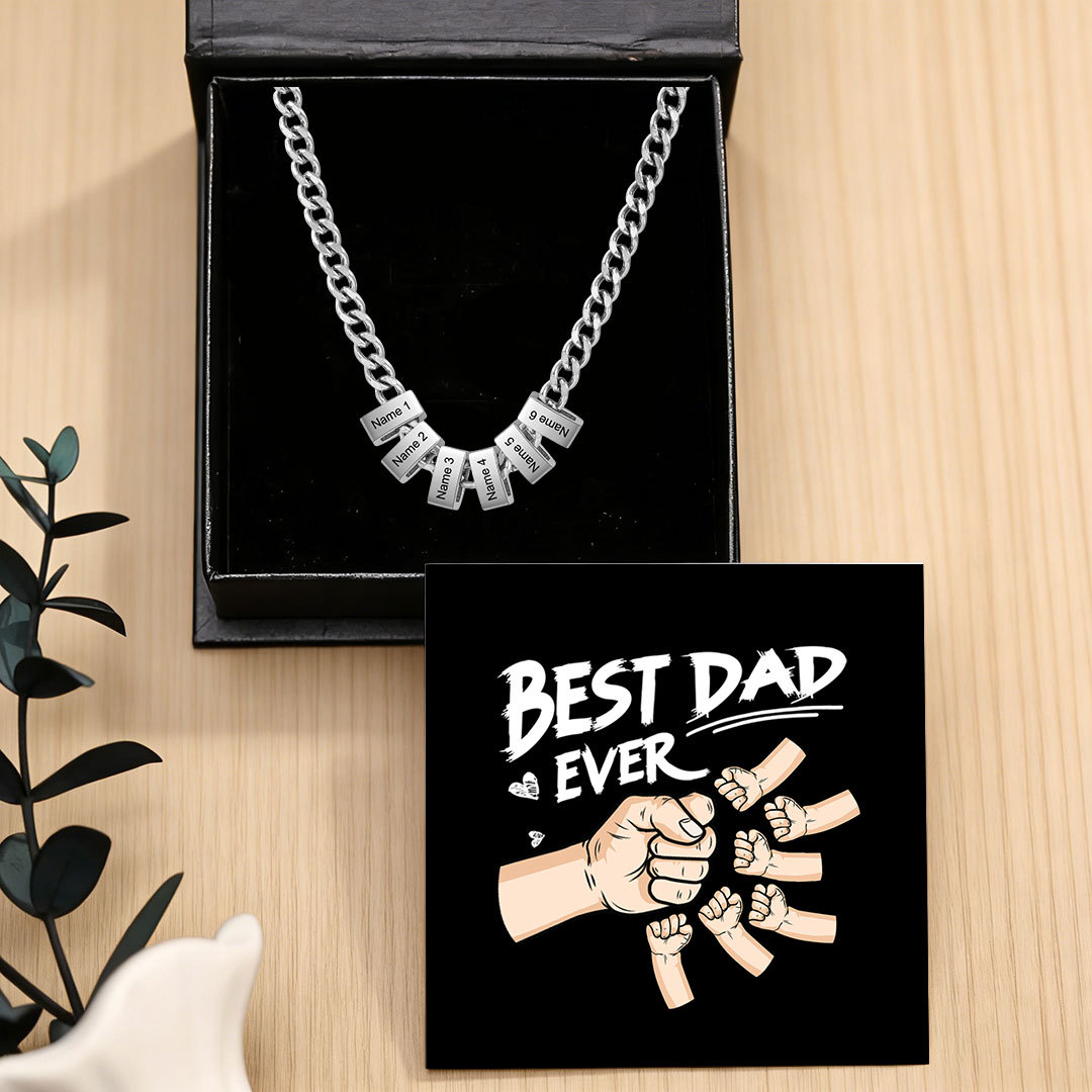 Personalized Mens Cuban Link Chain Necklace with 1–6 Names
