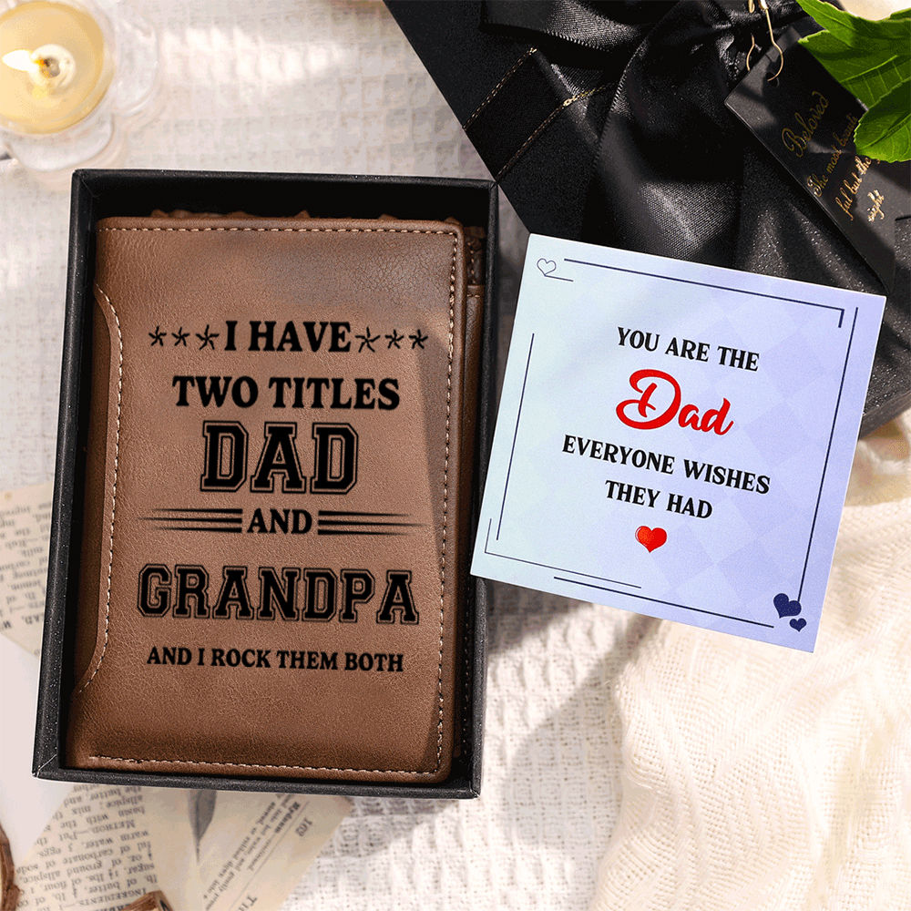 Gift for Grandpa – Personalized Name Wallet with Fist Element, Custom Engraving
