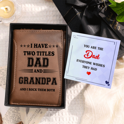 Gift for Grandpa – Personalized Name Wallet with Fist Element, Custom Engraving