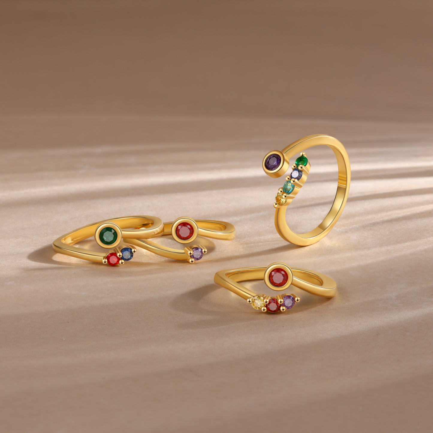 2 Birthstones - Personalized Birthstone Ring, A Customized Gift For Her