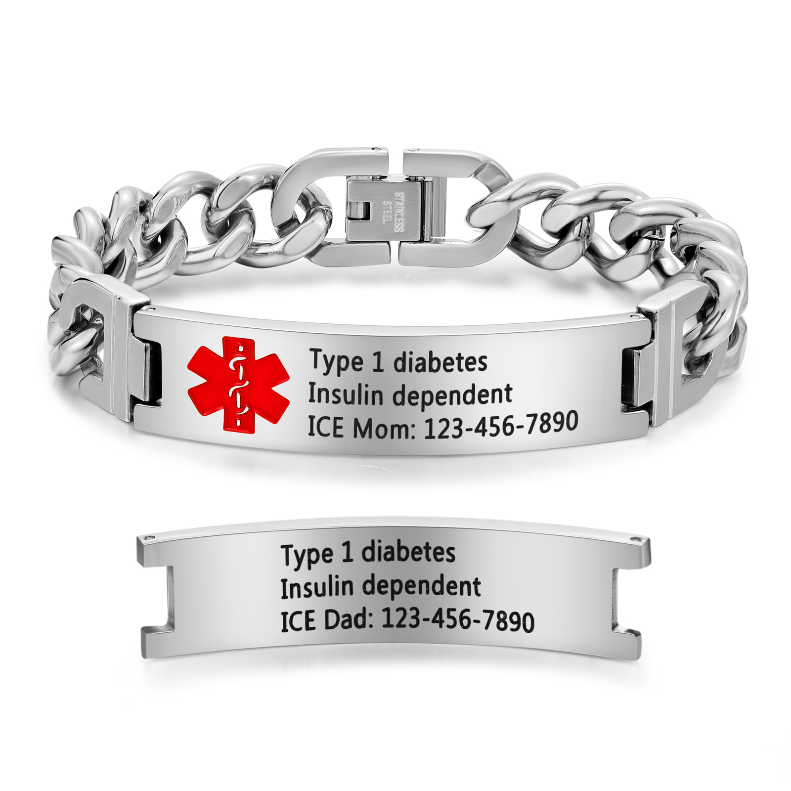 Custom Medical Alert ID Bracelet Practical Gift for Dad, Mom, Grandpa, Grandma, Friend | Jessemade