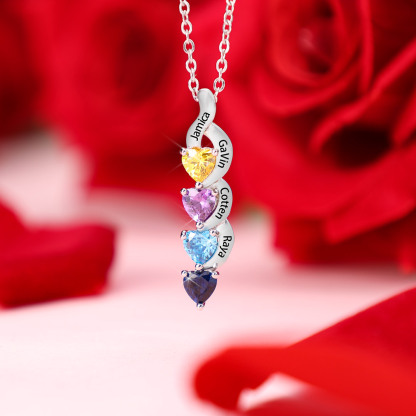 1-6 Names-Personalized Birthstone Necklace Names Necklace Special Gift Set With Rose Gift Box For Women