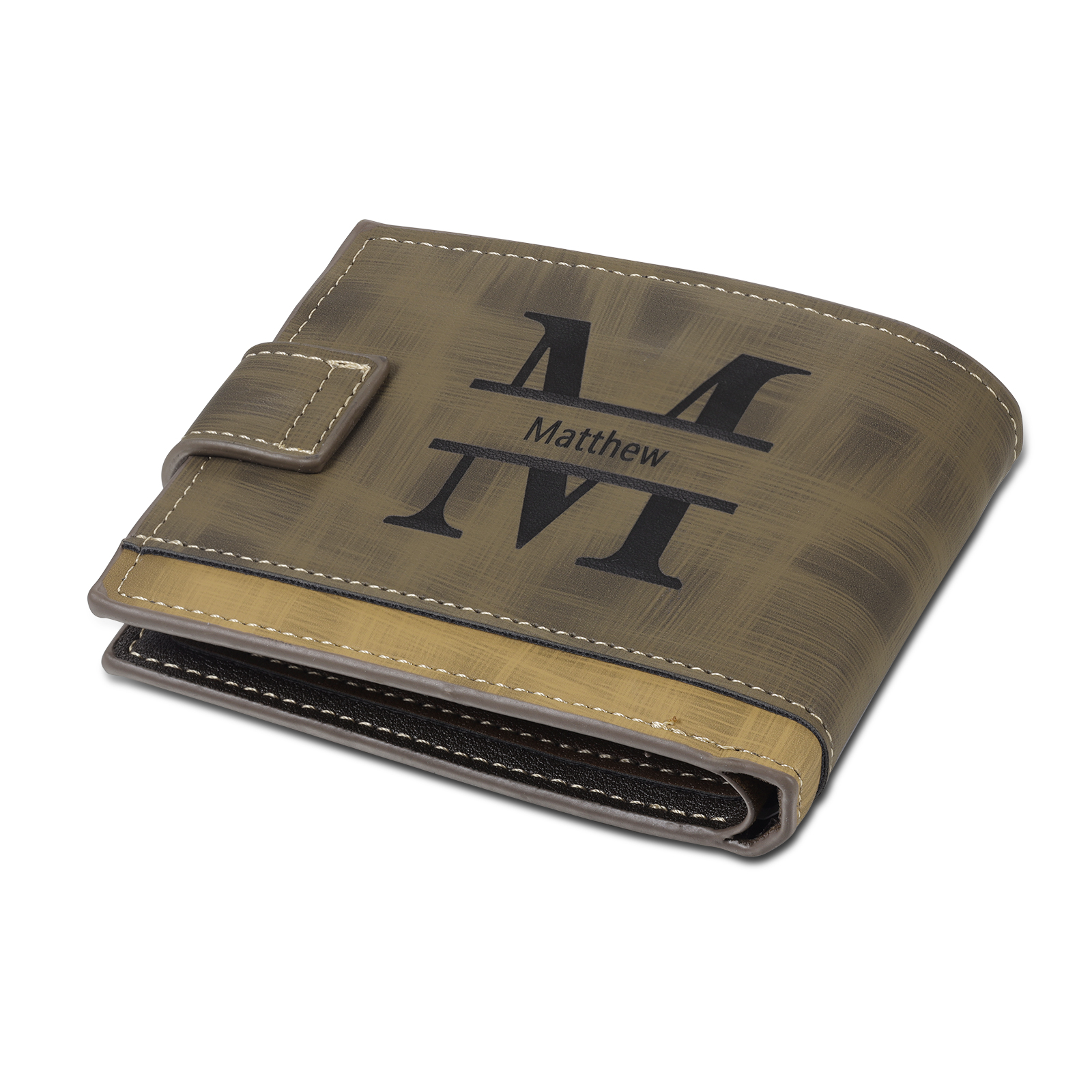 Personalized Name Leather Men's Buckle Wallet With Card Slot Engraved Letter And Photo Gift For Him