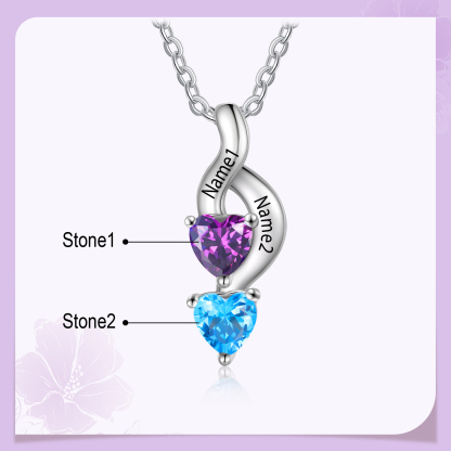 2 Names-Personalized Birthstone Necklace Names Necklace Special Gift For Women