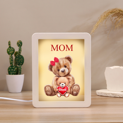 1 Name - Personalized Mom Home Bear Style Custom Text LED Night Light Gift for Mom