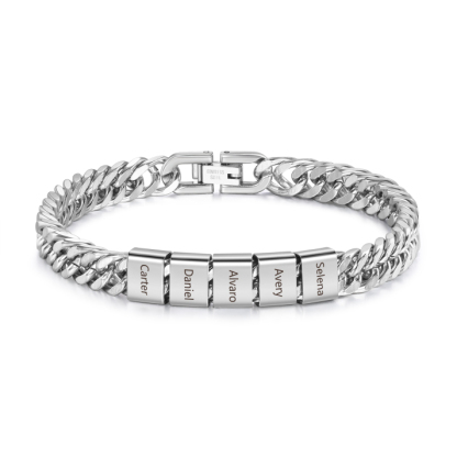 3 names - Father’s Day Custom Name Stainless Steel Bracelet – Personalized Men’s Chain