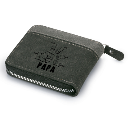 5-Names Personalized Leather Men's wallet With Card Slot Engraved With Name And Photo For Papa As a Father's Day Unique Gift