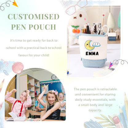 Personalized Moon Pencil Case Custom Name Pencil Case Back to School Gift for Boys/Girls