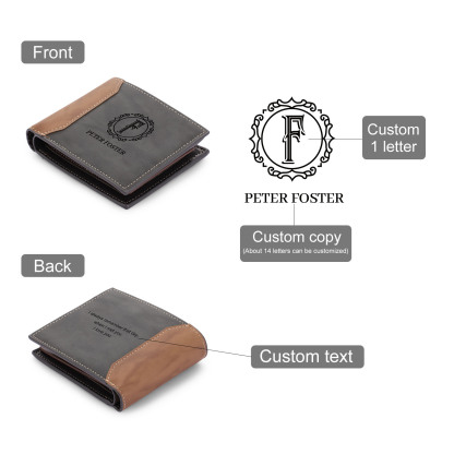 Personalized Leather Wallet Engraved Letter Short Purse Custom Folding Wallet Gifts For Men