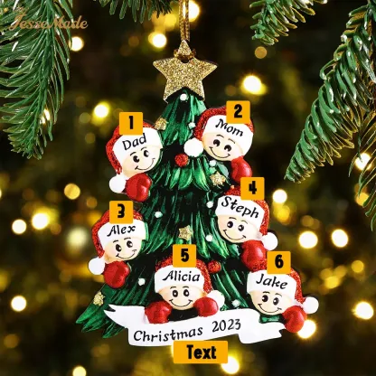 Family Christmas Ornament Custom 6 Names Hanging Ornament Gifts For Family