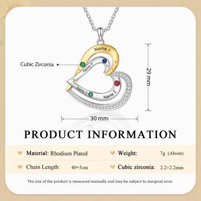 4 Names - Personalized Love Necklace with Customized Name and Birthstone, A Special Gift for Her