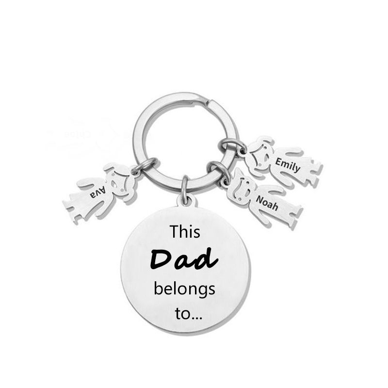 3 Names-This Mom Belongs to...Custom Keychain with Name & Text