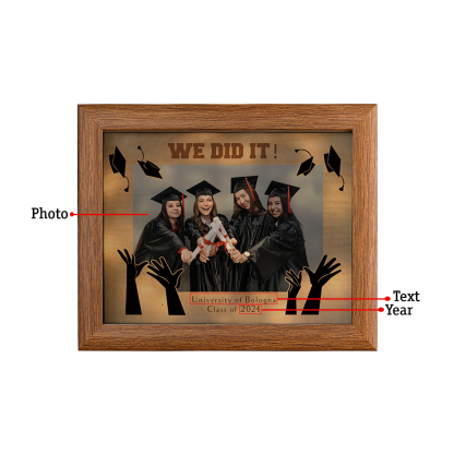 2024 Graduation Gift - Personalized Year & Photo & Text Wood Frame Night Light LED Night Light Gift for Her/Him