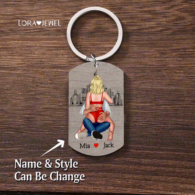 Personalized Couple Keychain Custom 2 Names Keyring "Get Home Safe" Stainless Steel Keychain