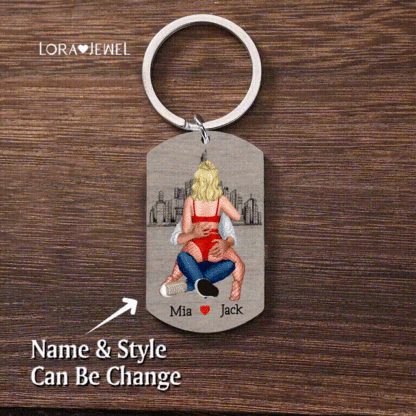 Personalized Couple Keychain Custom 2 Names Keyring "Get Home Safe" Stainless Steel Keychain