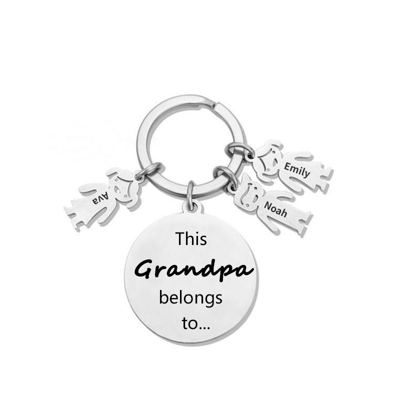 3 Names-This Mom Belongs to...Custom Keychain with Name & Text