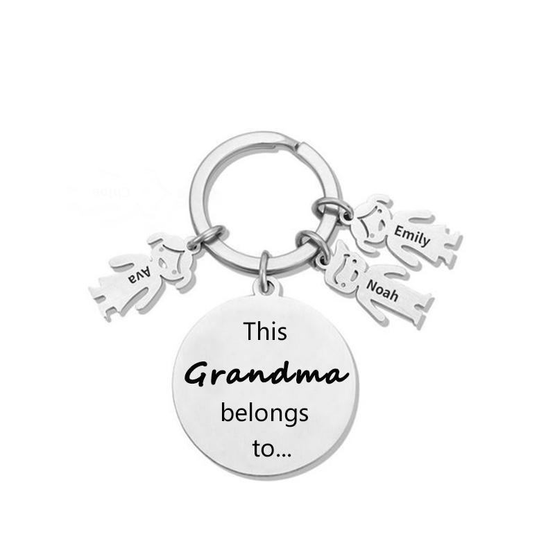 3 Names-This Mom Belongs to...Custom Keychain with Name & Text