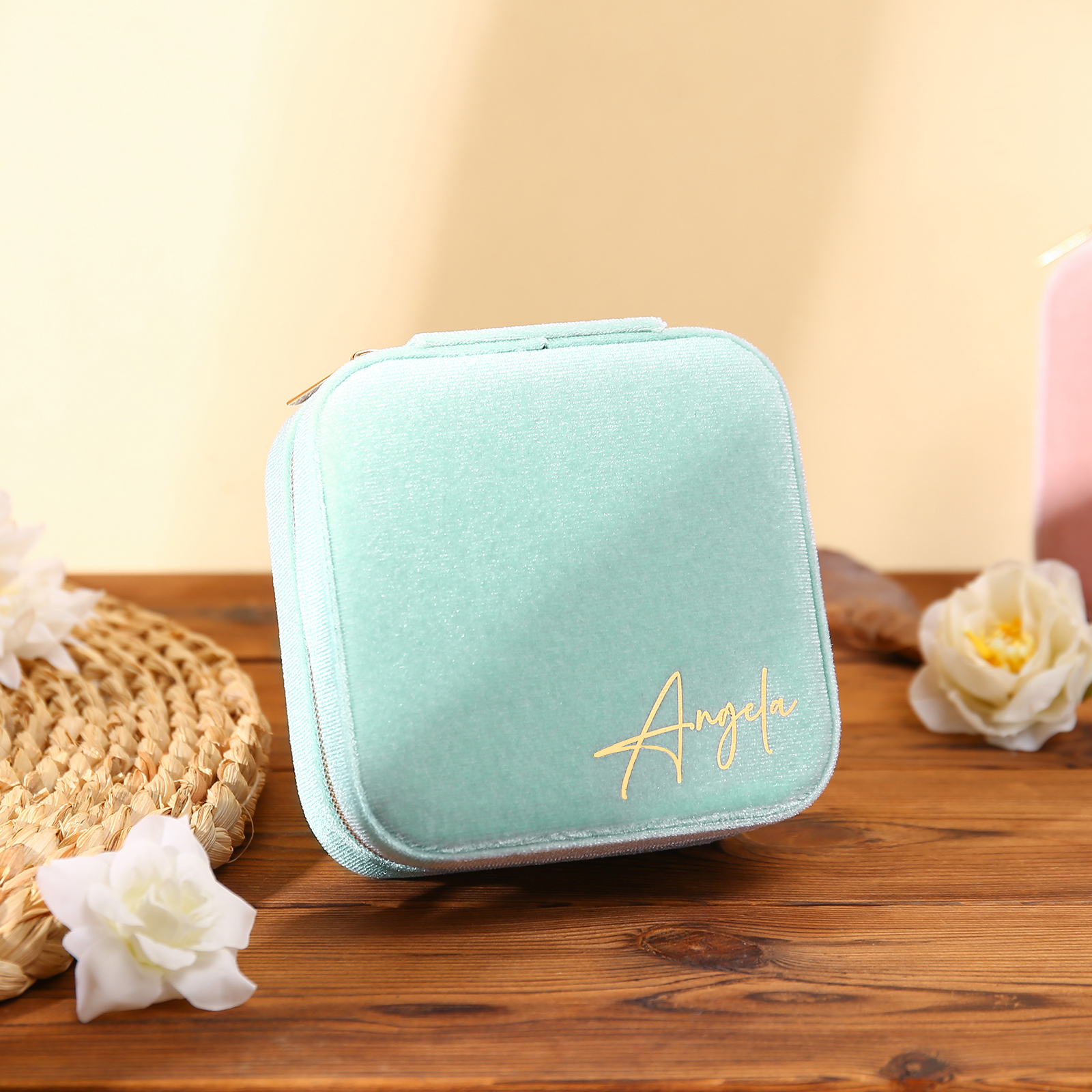 Square Jewelry Storage Box-Personalized 1 Name Customized Storage Box In Various Colors