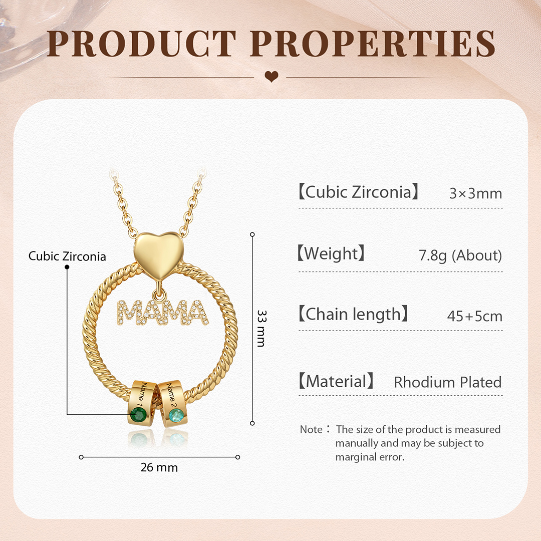 2 Names-Personalized Mom Necklace Set With  Premium Custom Necklace With 2 Birthstones Engraved Names Gift For Mom
