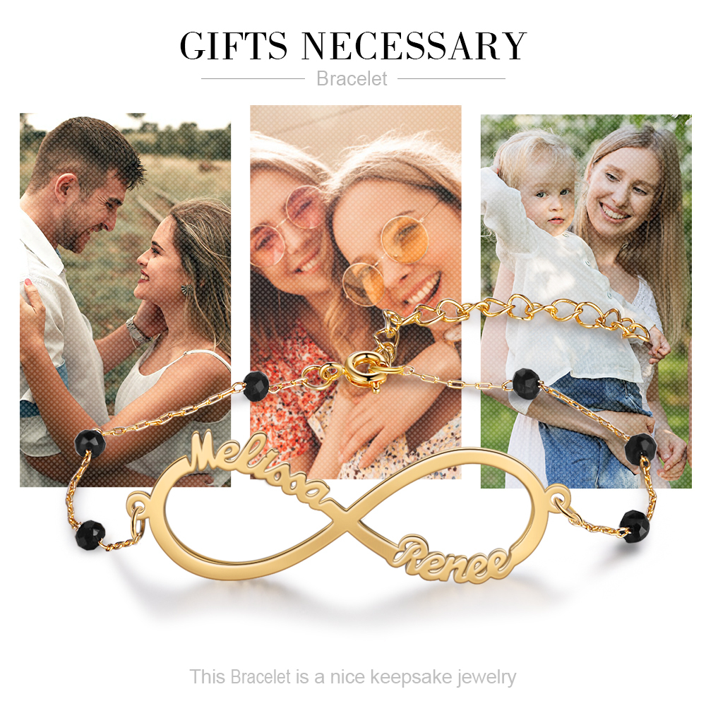 Personalized Infinity Bracelet Custom 2 Names Bracelet Gift For Women | Jessemade