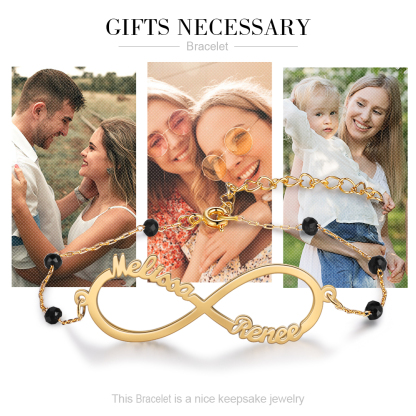 Personalized Infinity Bracelet Custom 2 Names Bracelet Gift For Women | Jessemade