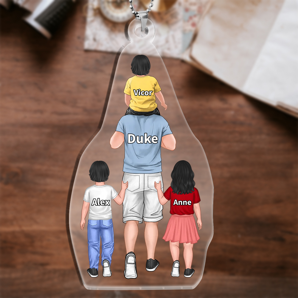 For Dad/Mom - Acrylic Keychain 2-9 Personalized Name Family Decor