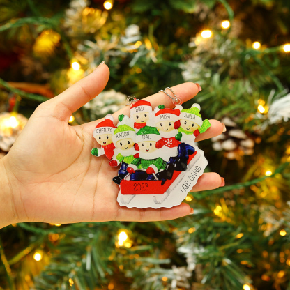 6 Names-Personalized Family Acrylic Christmas Xmas Tree Decoration Ornament-Custom 6 Names And Text Hanging Ornament Gifts For Family