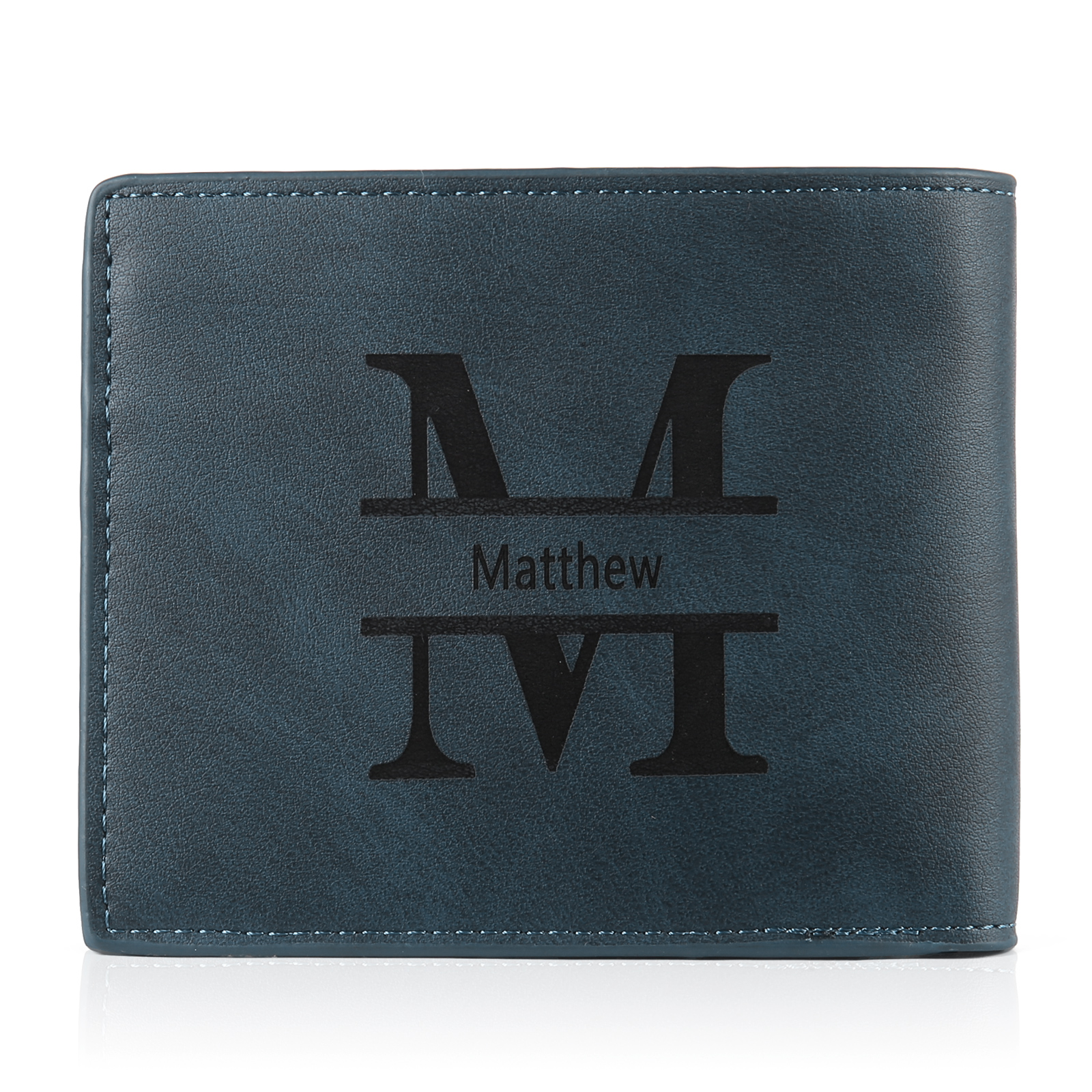 Personalized Name Leather Men's Wallet With Card Slot Engraved Letter And Photo Gift For Him