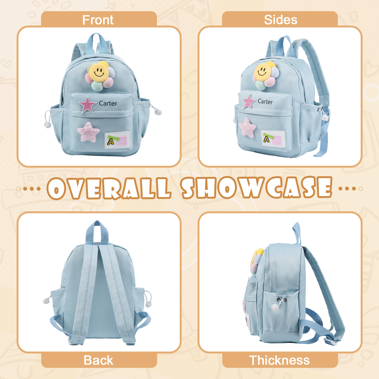 Personalized Nylon Polyester Children's Custom Name Backpack Back to School Gift