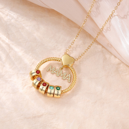 5 Names-Personalized Mom Necklace Set With  Premium Custom Necklace With 5 Birthstones Engraved Names Gift For Mother