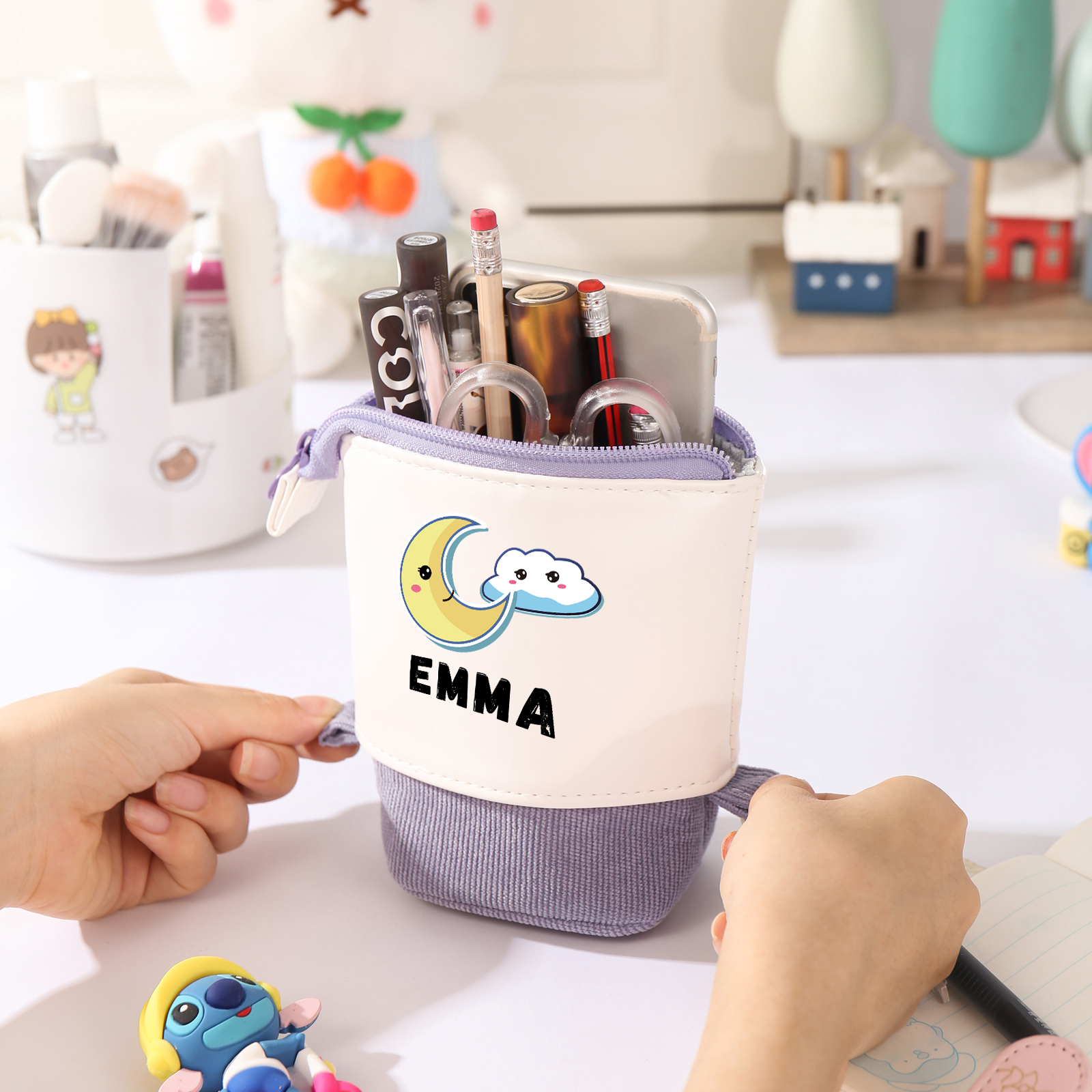 Personalized Moon Pencil Case Custom Name Pencil Case Back to School Gift for Boys/Girls