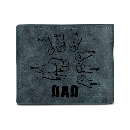 7 Names - Personalized Photo Custom Leather Men's Folding Wallet as a Father's Day Gift for Dad
