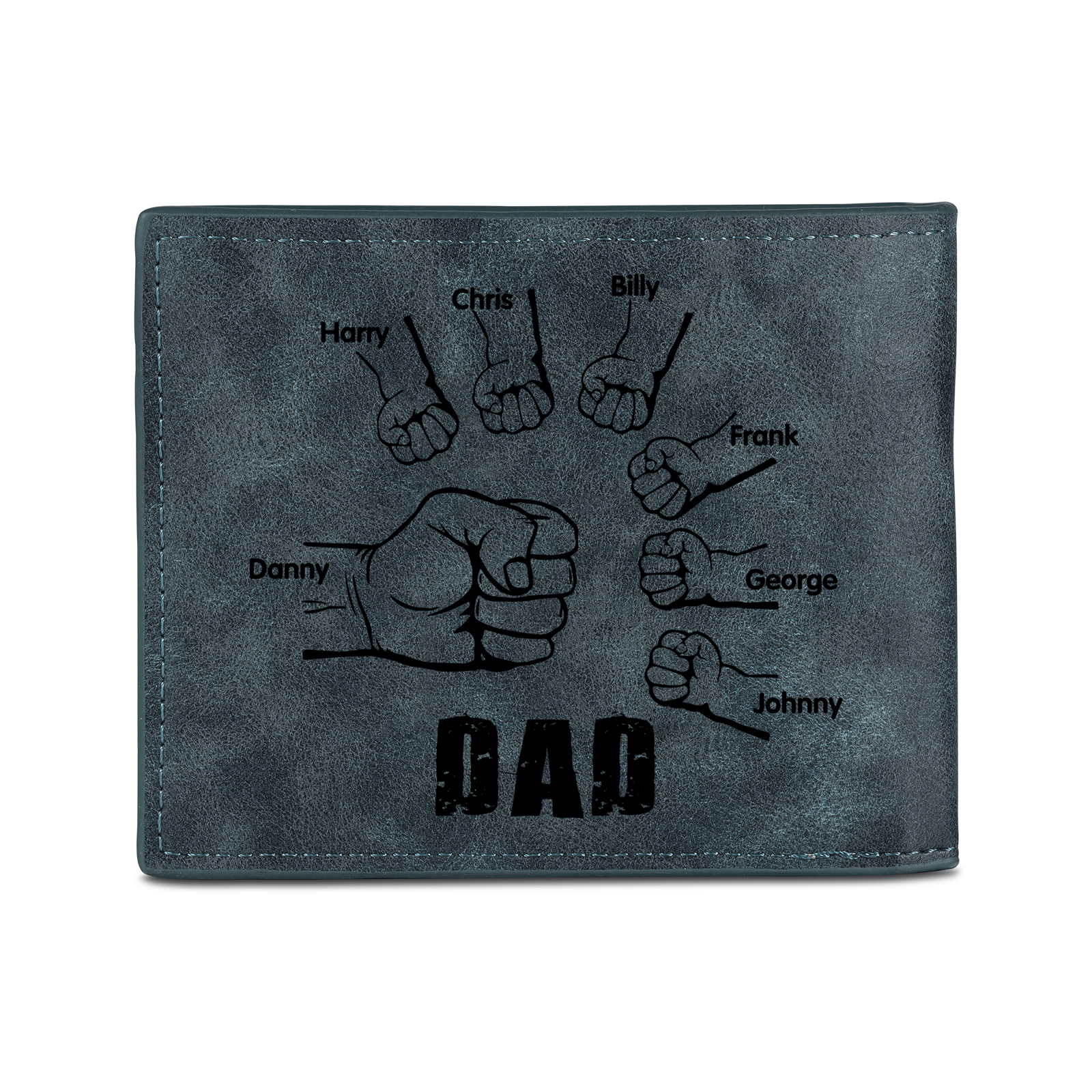 7 Names - Personalized Photo Custom Leather Men's Wallet as a Father's Day Gift for Dad