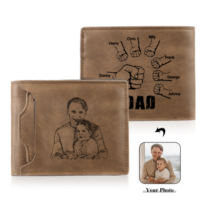 Jessemade UK 7 Names - Personalized Photo Custom Leather Men's Folding Wallet as a Father's Day Gift for Dad 29.99 m1-t1-n7