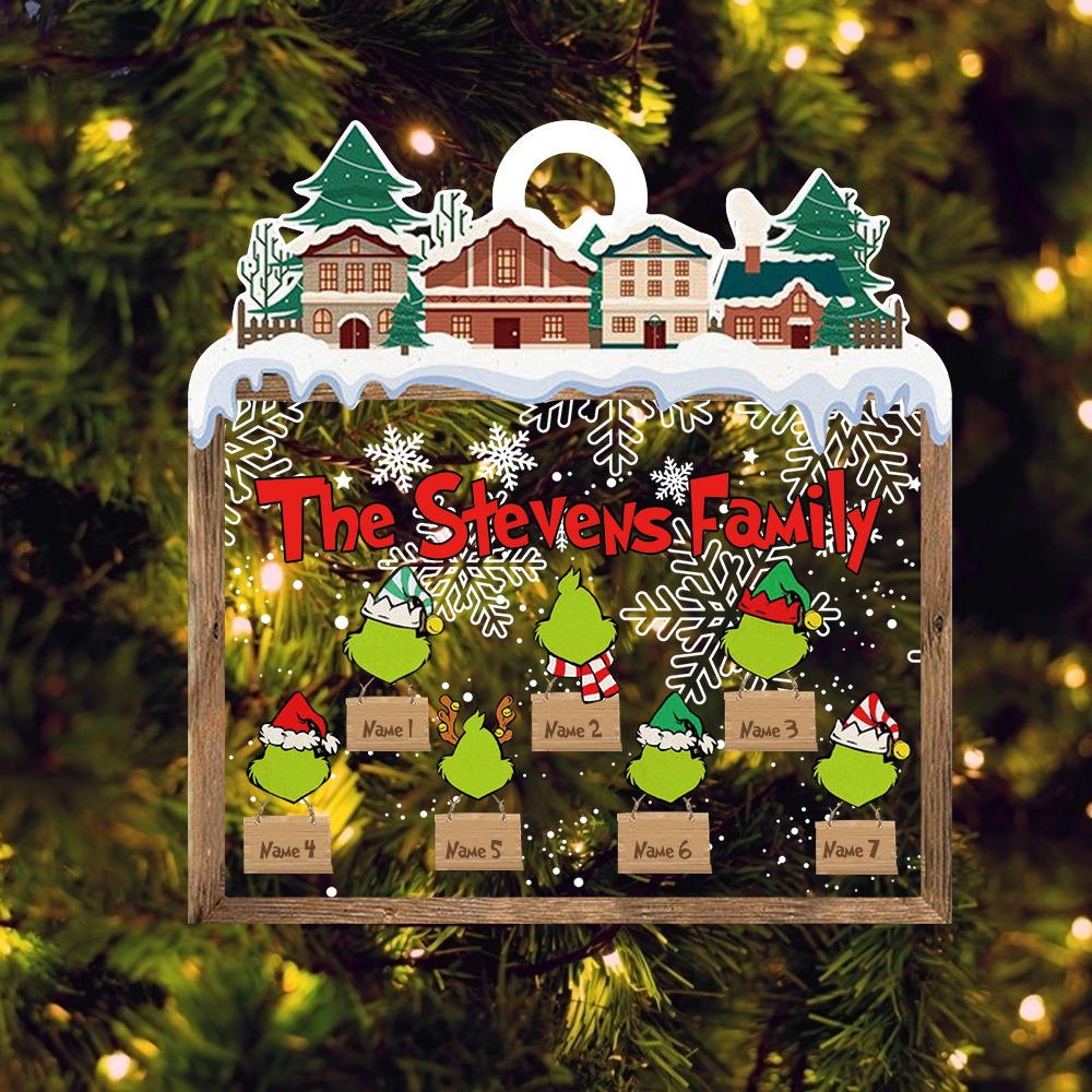 MERRY GRINCHMAS Grinch Personalized Christmas Ornament Engraved 9 Names Gifts For Family