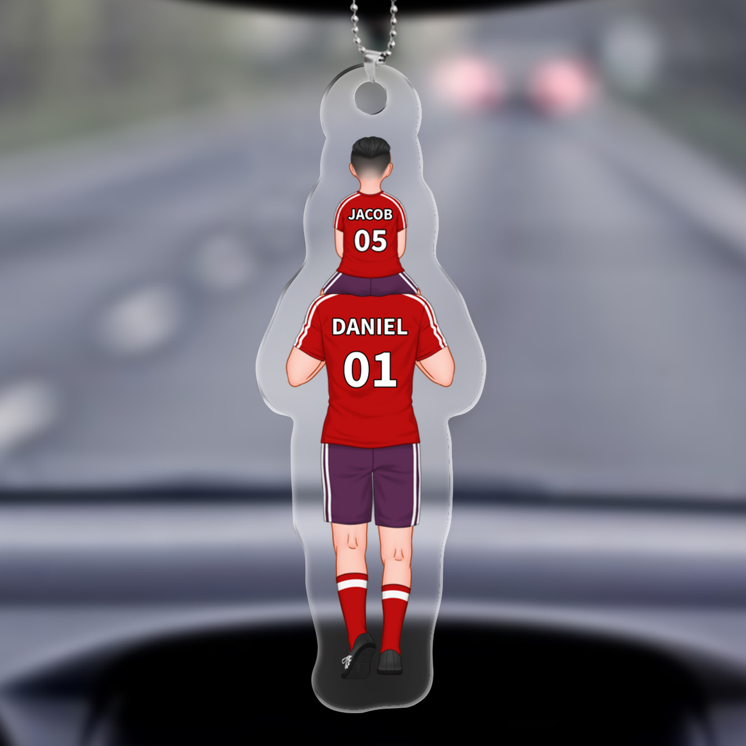 1-3 Names-Personalized Dad's Football Team Keychain Custom Names Gift For Dad