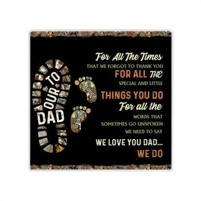 2 Names - Personalized Footprint Pattern Family Acrylic Keepsake Customized Name Acrylic Home Decor Gift for Dad