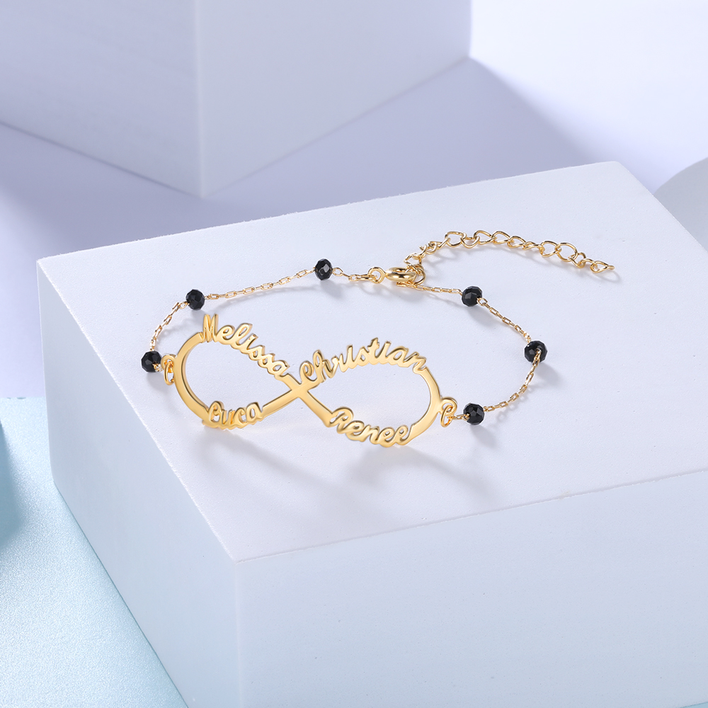 Personalized Infinity Bracelet Custom 4 Names Bracelet Gift For Women | Jessemade