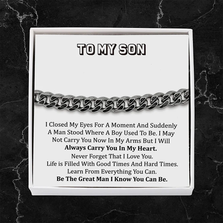 To My Son-Cuban Link Bracelet with Gift Card Gift Box Set-Be The Great Man I Know You Can Be
