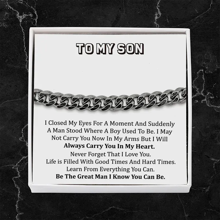 To My Son-Cuban Link Bracelet with Gift Card Gift Box Set-Be The Great Man I Know You Can Be