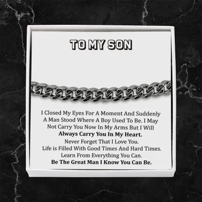 To My Son-Cuban Link Bracelet with Gift Card Gift Box Set-Be The Great Man I Know You Can Be