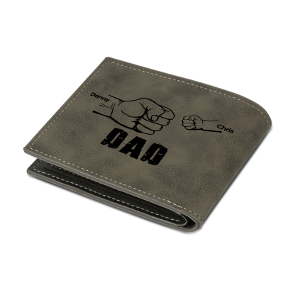 2 Names - Personalized Photo Custom Leather Men's Folding Wallet as a Father's Day Gift for Dad