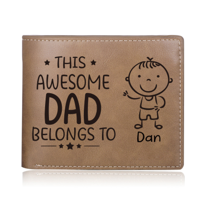 1 Name-Personalized Doll Customized Leather Men's Wallet Customized Name Folding Wallet for Dad