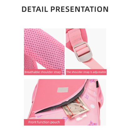 Personalized Pink Bunny Children School Bag Embroidery Name Black Backpack, Customized Schoolbag Travel Bag For Kids